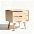 Wooden nightstand with two drawers and metal legs 50 x 40 x 45cm