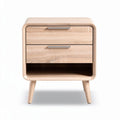 Wooden nightstand with two drawers and open shelf 45 x 40 x 50cm natural finish