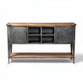 Metal and wood console table with four storage compartments 120 x 40 x 80cm