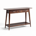 Wooden entry console table with three drawers and lower shelf 120 x 40 x 75cm