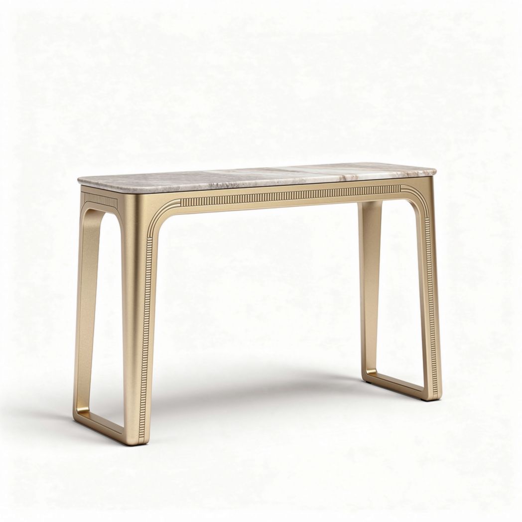 Marble top console table with gold metal frame 120 x 40 x 75cm