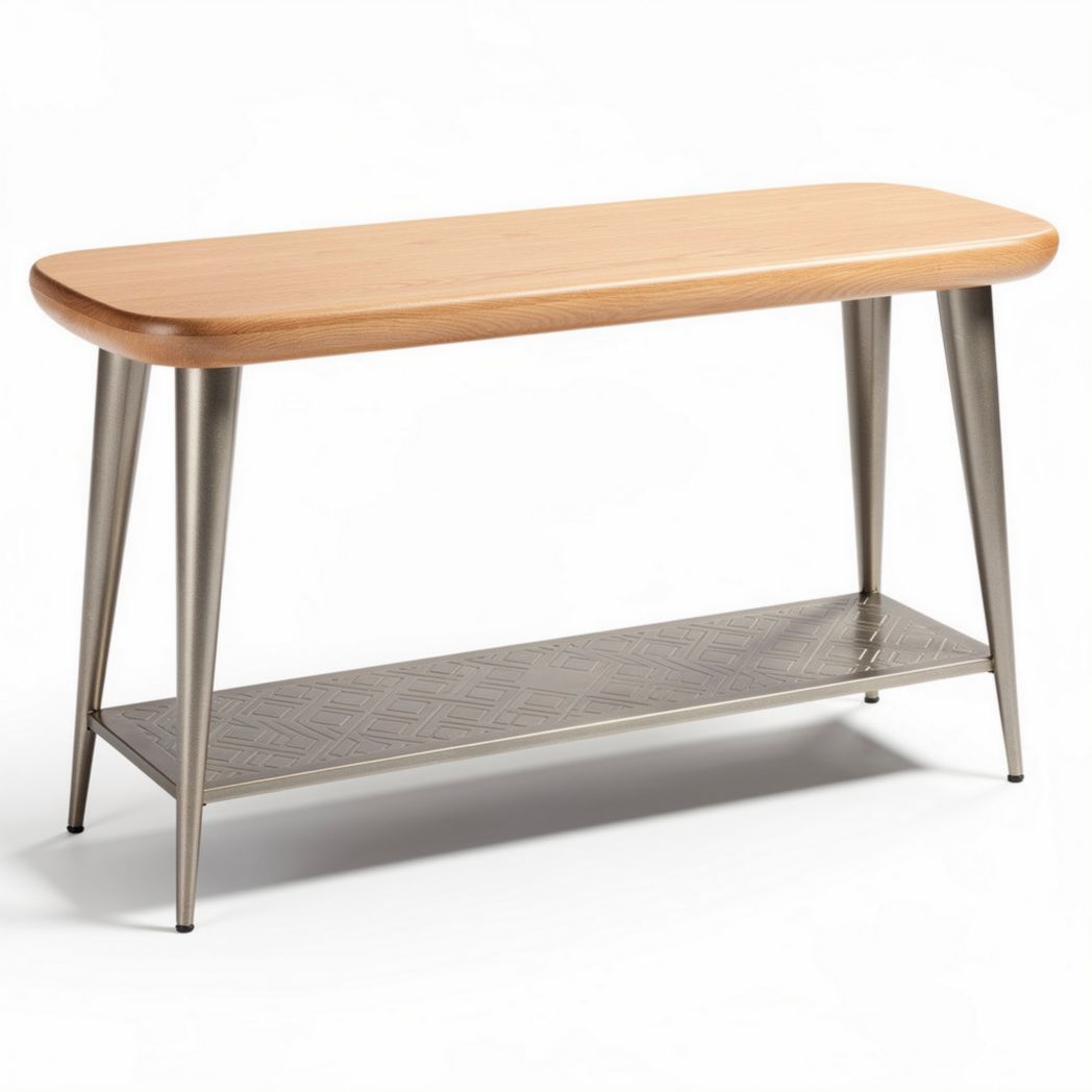 Wooden console table with metal legs and shelf 120 x 40 x 75cm