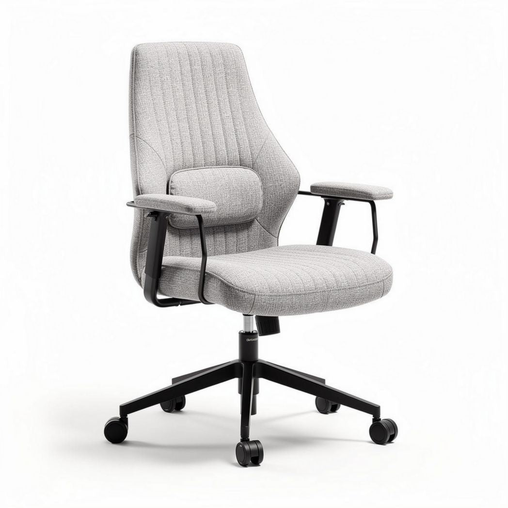 Ergonomic office chair in light gray fabric with adjustable armrests 65 x 65 x 110cm