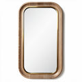 Wooden framed rectangular wall mirror with metallic accents 80 x 40 x 5cm