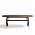 Oval dining table with wooden surface and black metal legs 200 x 100 x 75cm