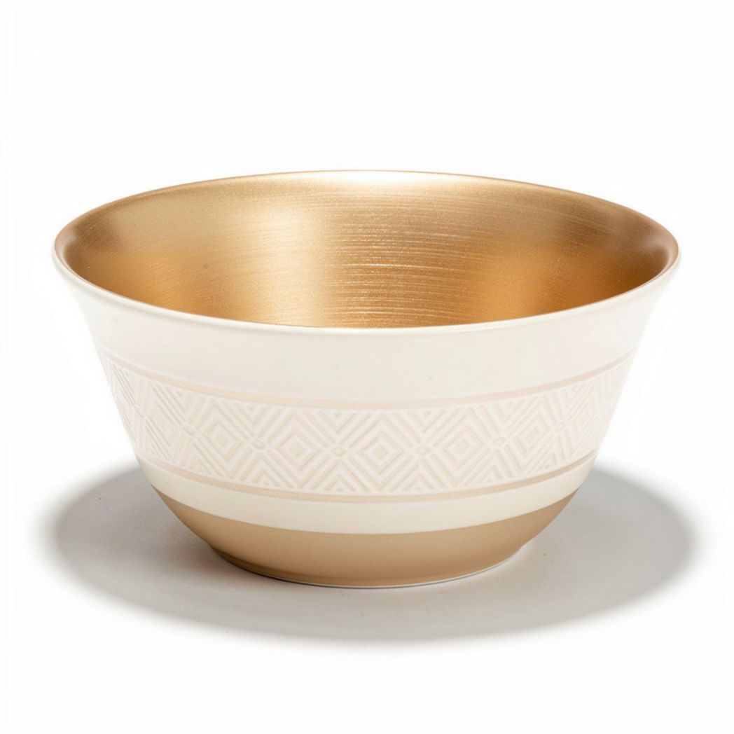 Ceramic serving bowl with gold interior 20 x 20 x 10cm for kitchen use