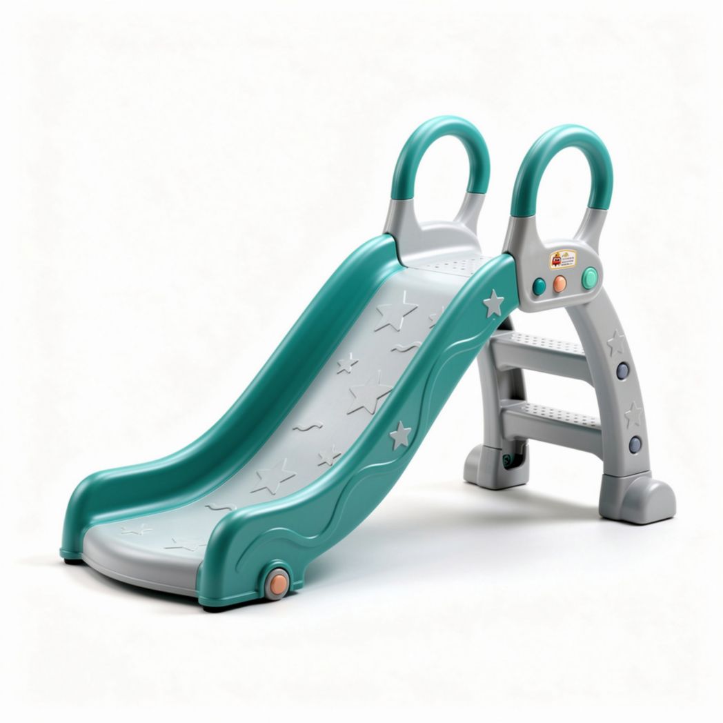 Toddler slide with sturdy plastic construction for indoor and outdoor play