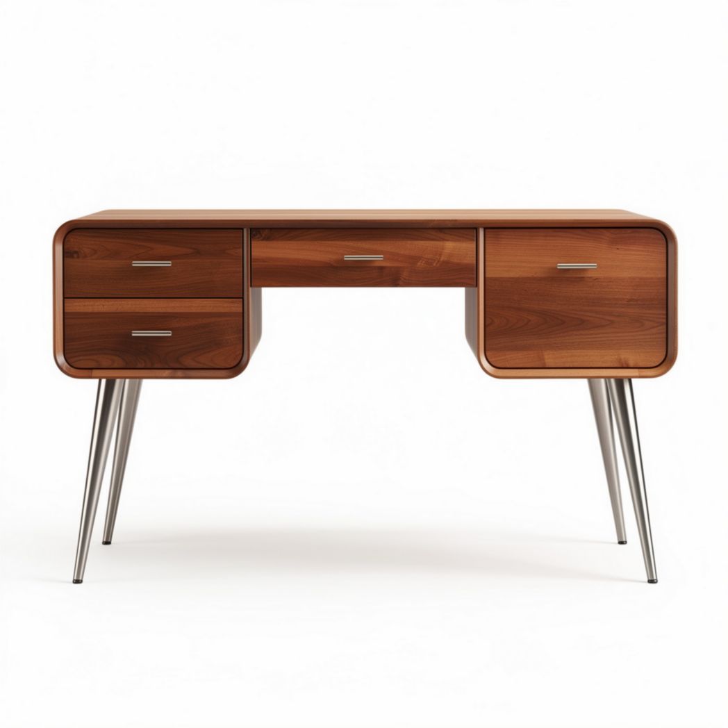 Wooden writing desk with three drawers and metal legs 120 x 60 x 75cm