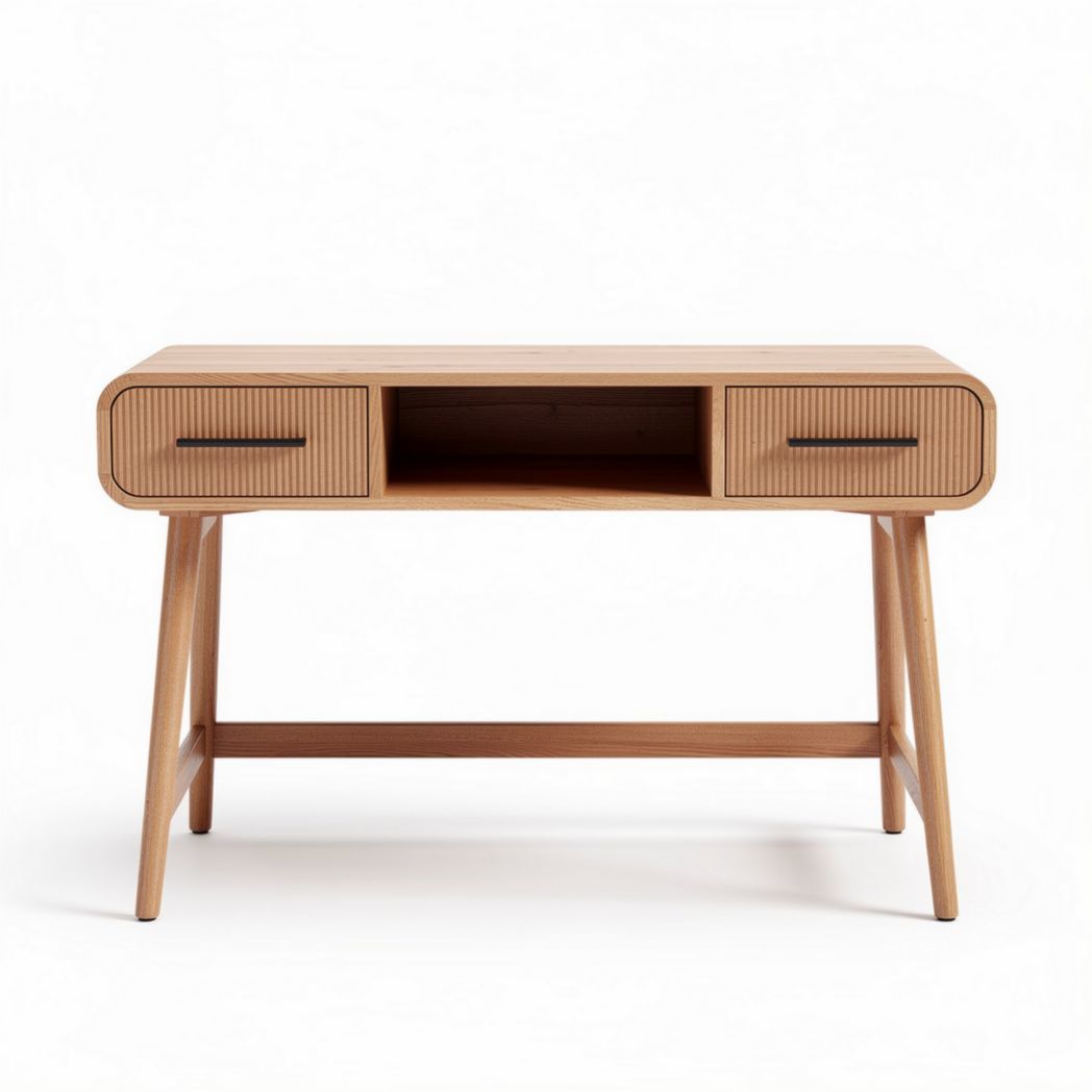 Wooden desk with two drawers and open shelf 120 x 60 x 75cm