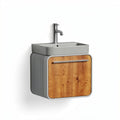 Wall-mounted bathroom vanity with integrated sink and wood cabinet 60 x 45 x 50cm